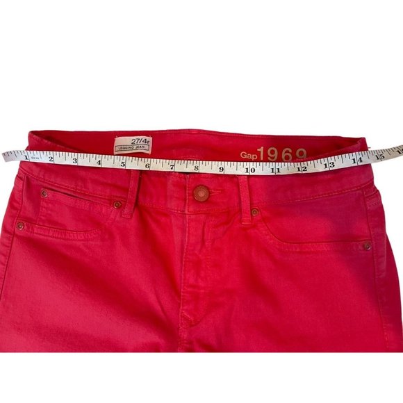 Gap 1969 Womens Cropped Legging Jeans Stretch Mid Rise Cotton Red Peach Sz 27/4r - Picture 6 of 11